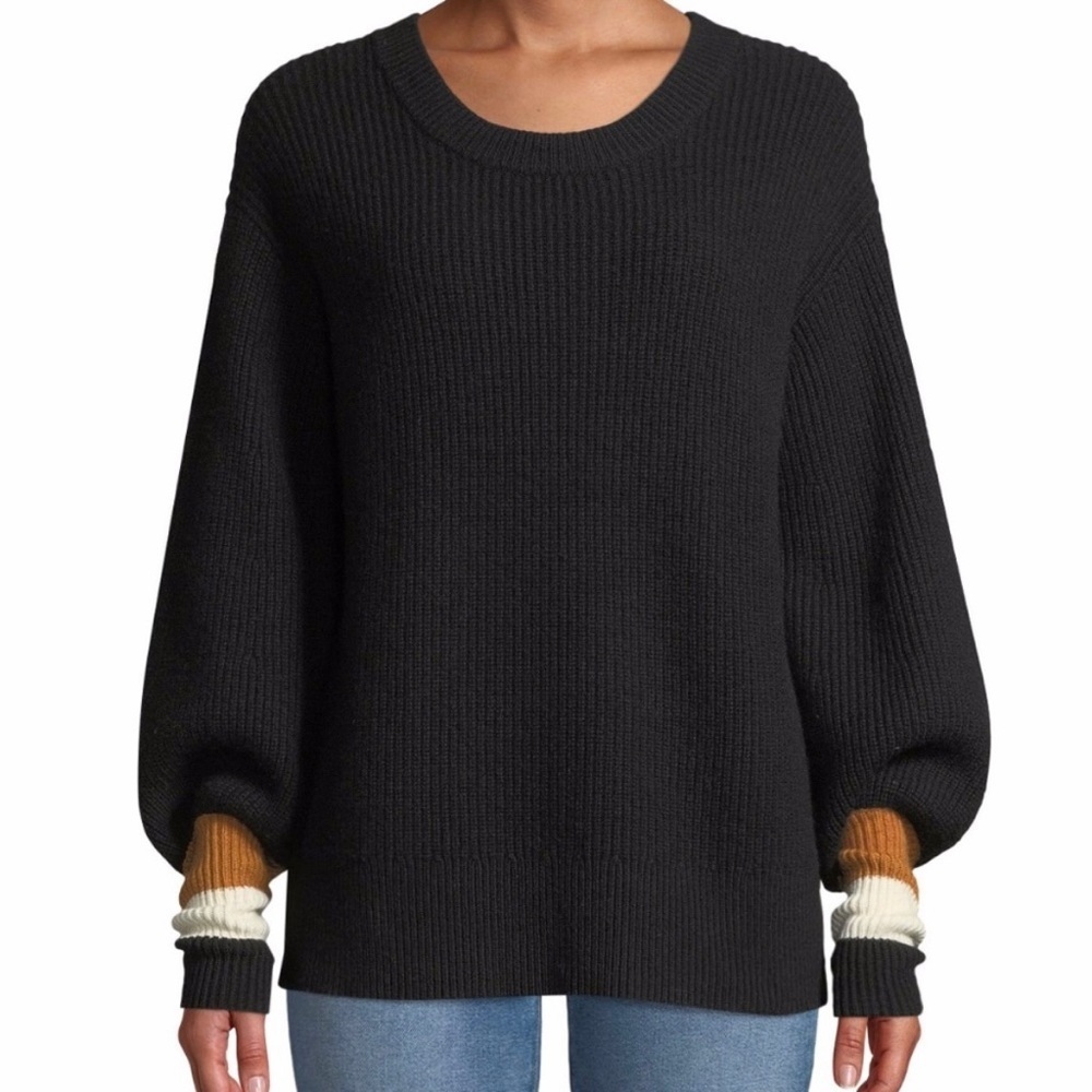 A.L.C. Jasper Colorblock Cuffs Ribbed Wool Cashmere Blend Sweater